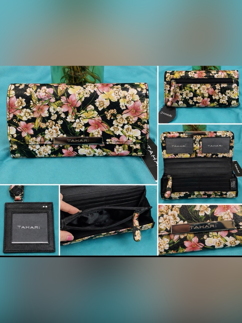 NWT Tahari Floral Wallet with Removable ID Holder